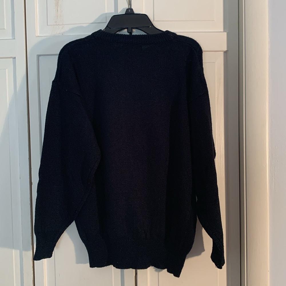Beautifully Mine Medium Black Crew Neck Sweater Sequin Bows Vintage - Picture 6 of 8